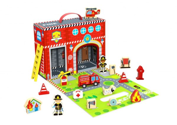 Tooky Toy – Σταθμός πυροσβεστικής με ξύλινες φιγούρες