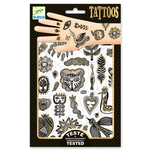 Djeco - Τατουάζ "Μεταλλικά χρυσά σχέδια"