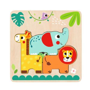 Tooky Toy - Ξύλινο παζλ πολλαπλών επιπέδων "Άγρια ζώα"