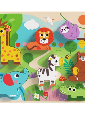 Tooky Toy - Ξύλινα σφηνώματα "Τα ζώα της ζούγκλας"