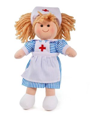 Bigjigs - Πάνινη κούκλα "Nurse Nancy" 28cm