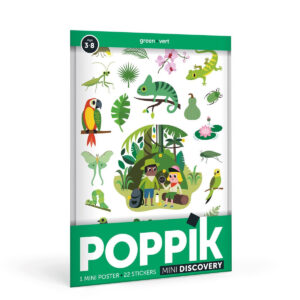Poppik - Μίνι πόστερ με 24 αυτοκόλλητα "Πράσινη ζούγκλα"