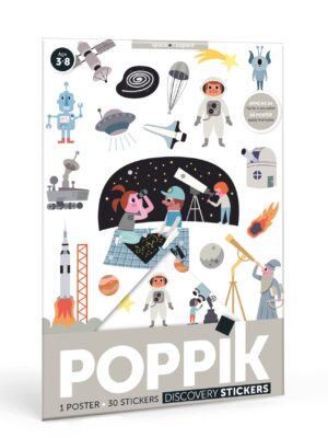 Poppik - Μίνι πόστερ με 23 αυτοκόλλητα "Διάστημα"