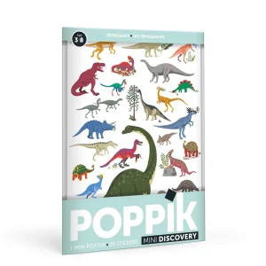 Poppik - Μίνι πόστερ με 26 αυτοκόλλητα "Δεινόσαυροι"