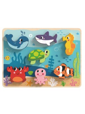 Tooky Toy - Ξύλινα σφηνώματα "Ζώα της θάλασσας"